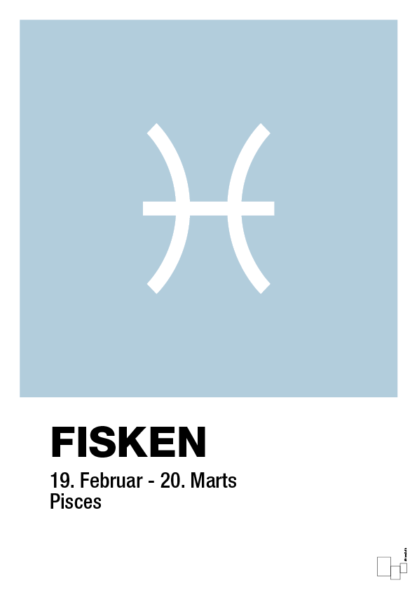 plakat: stjernesymbol fisken - heavenly blue-Stjernetegn-A1two3