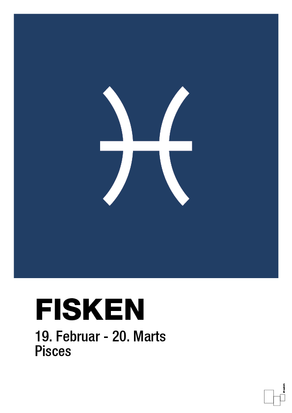 plakat: stjernesymbol fisken - lapis blue-Stjernetegn-A1two3