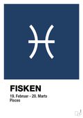 plakat: stjernesymbol fisken - lapis blue-Stjernetegn-A1two3