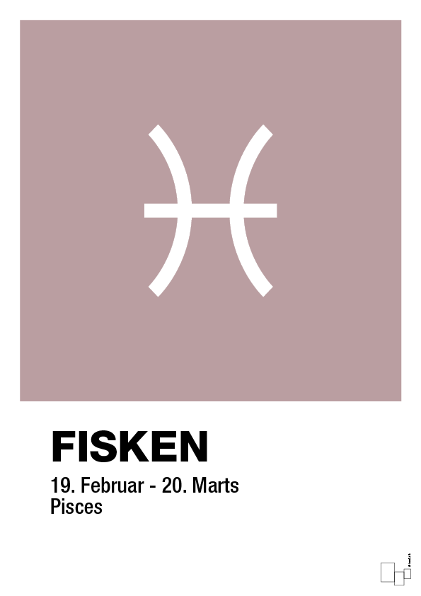 plakat: stjernesymbol fisken - light rose-Stjernetegn-A1two3