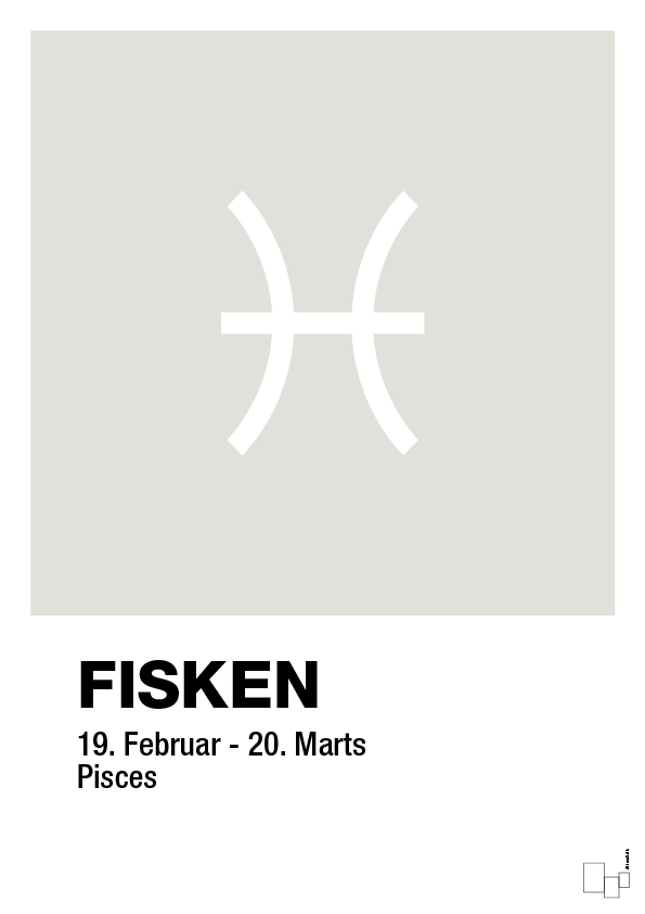 plakat: stjernesymbol fisken - painters white-Stjernetegn-A1two3