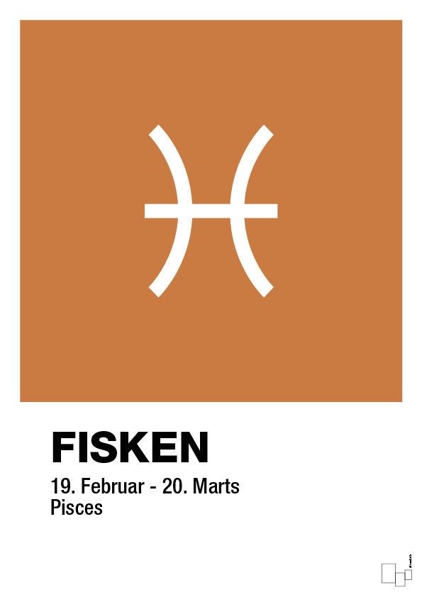 plakat: stjernesymbol fisken - rumba orange-Stjernetegn-A1two3