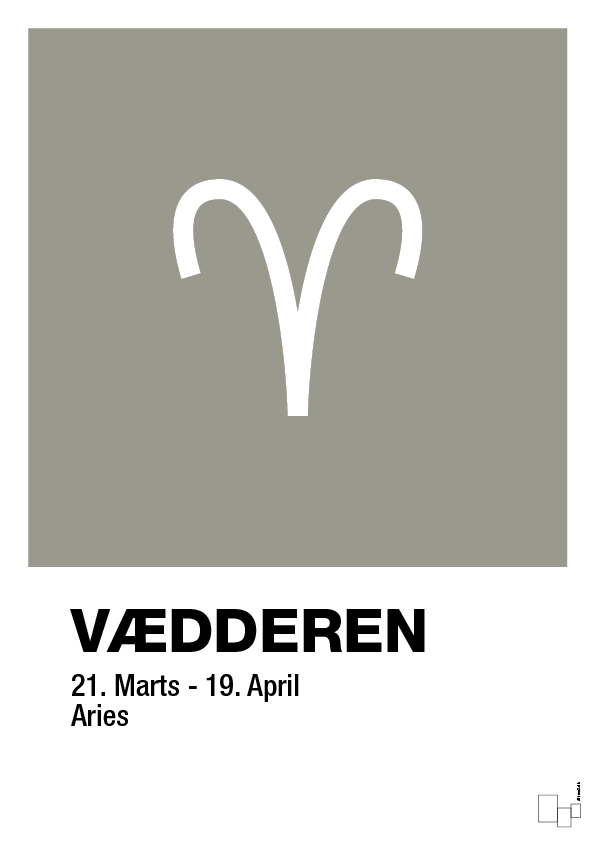 plakat: stjernesymbol vædderen - battleship gray-Stjernetegn-A1two3