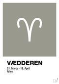 plakat: stjernesymbol vædderen - battleship gray-Stjernetegn-A1two3