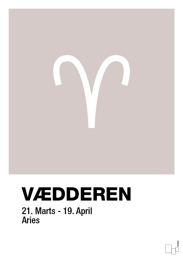 plakat: stjernesymbol vædderen - broken beige-Stjernetegn-A1two3