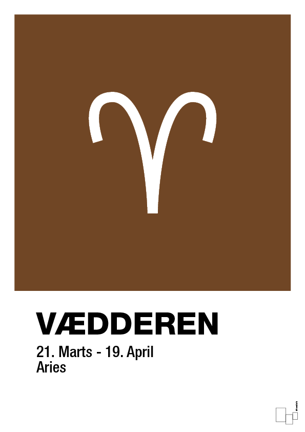 plakat: stjernesymbol vædderen - dark brown-Stjernetegn-A1two3
