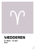 plakat: stjernesymbol vædderen - dusty lilac-Stjernetegn-A1two3