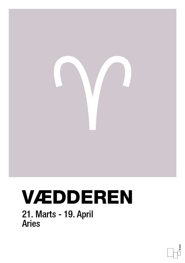 plakat: stjernesymbol vædderen - dusty lilac-Stjernetegn-A1two3