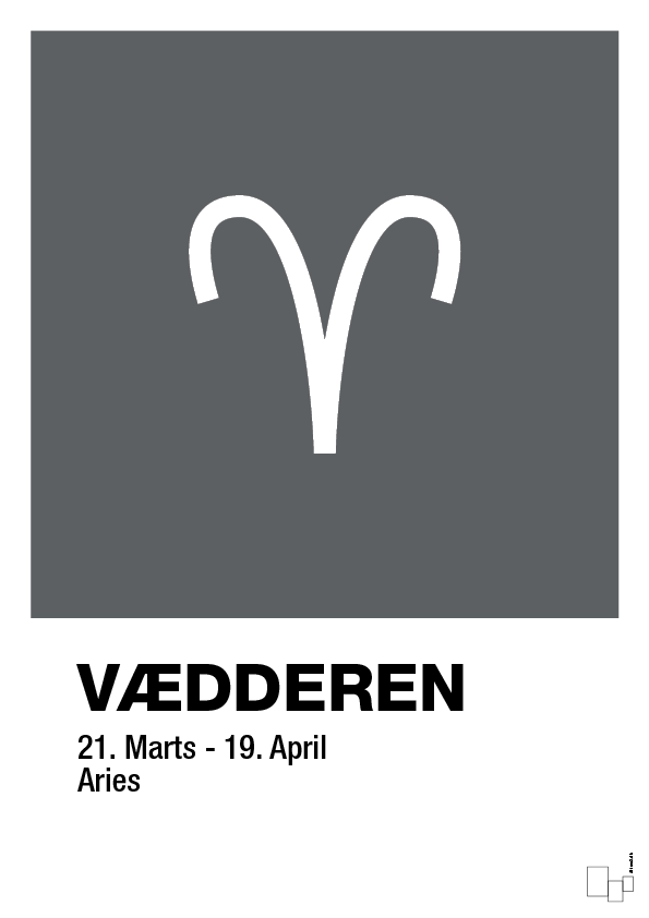 plakat: stjernesymbol vædderen - graphic charcoal-Stjernetegn-A1two3