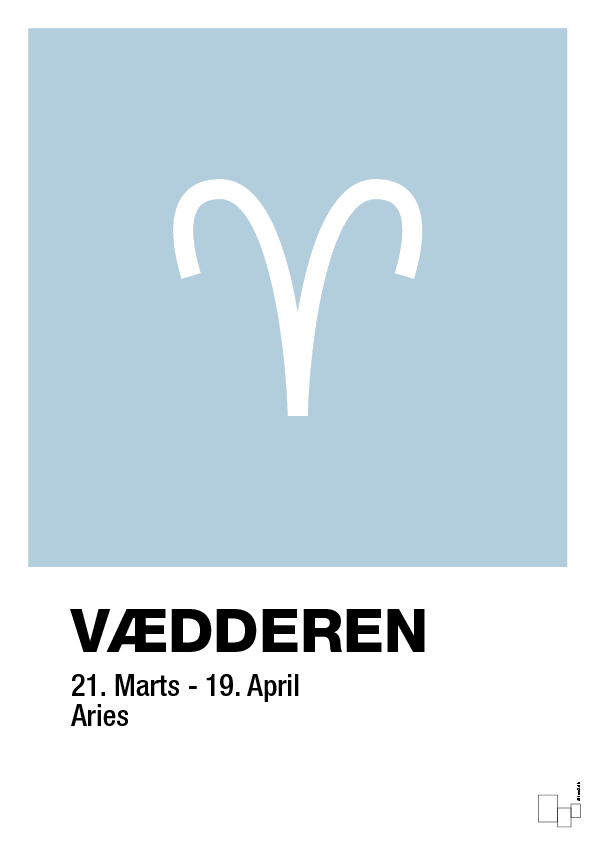 plakat: stjernesymbol vædderen - heavenly blue-Stjernetegn-A1two3