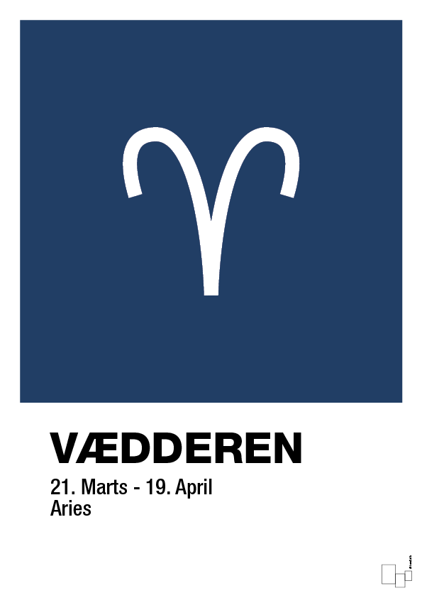 plakat: stjernesymbol vædderen - lapis blue-Stjernetegn-A1two3