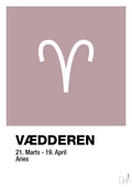 plakat: stjernesymbol vædderen - light rose-Stjernetegn-A1two3