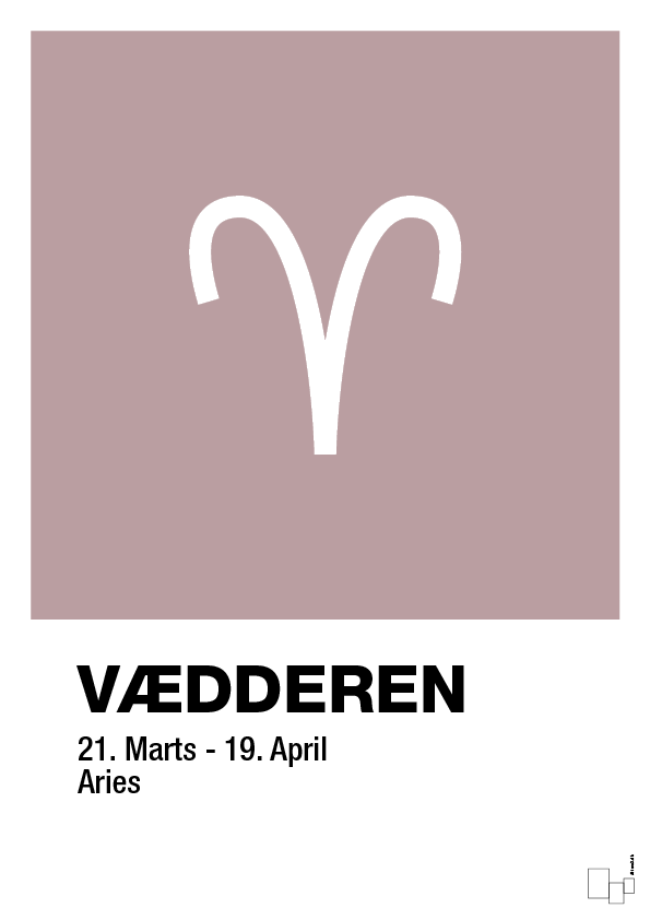 plakat: stjernesymbol vædderen - light rose-Stjernetegn-A1two3