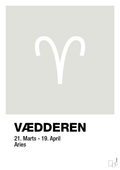 plakat: stjernesymbol vædderen - painters white-Stjernetegn-A1two3
