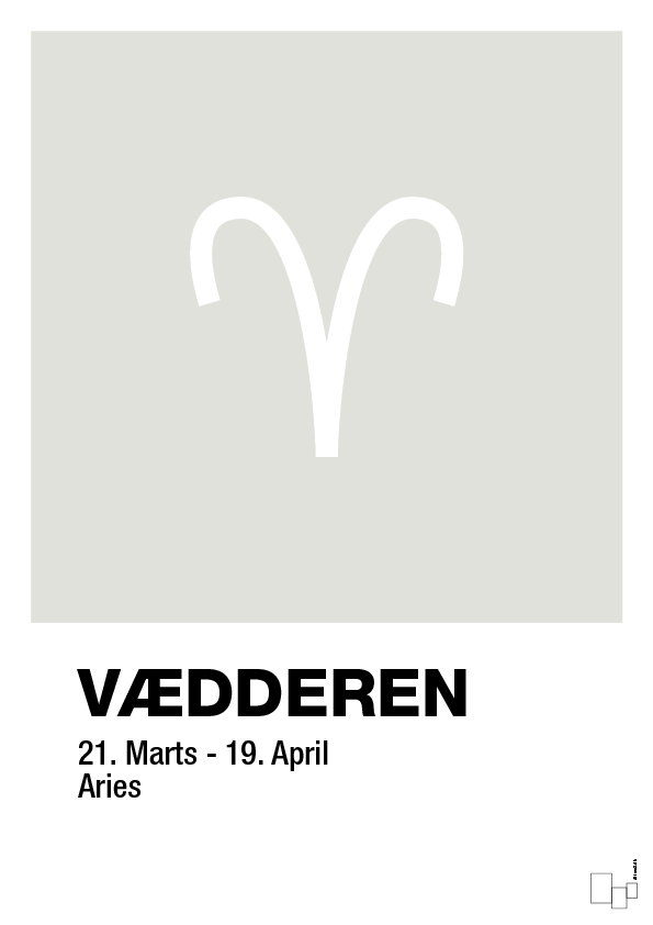 plakat: stjernesymbol vædderen - painters white-Stjernetegn-A1two3