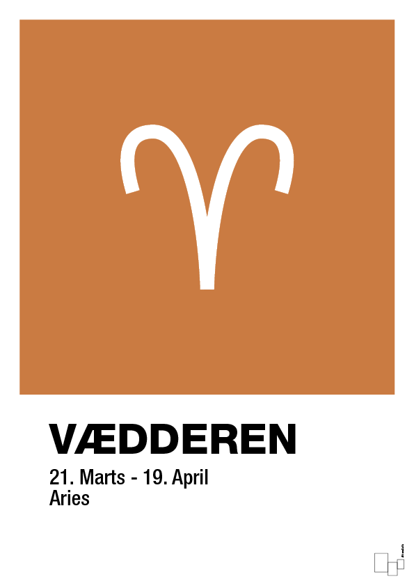 plakat: stjernesymbol vædderen - rumba orange-Stjernetegn-A1two3