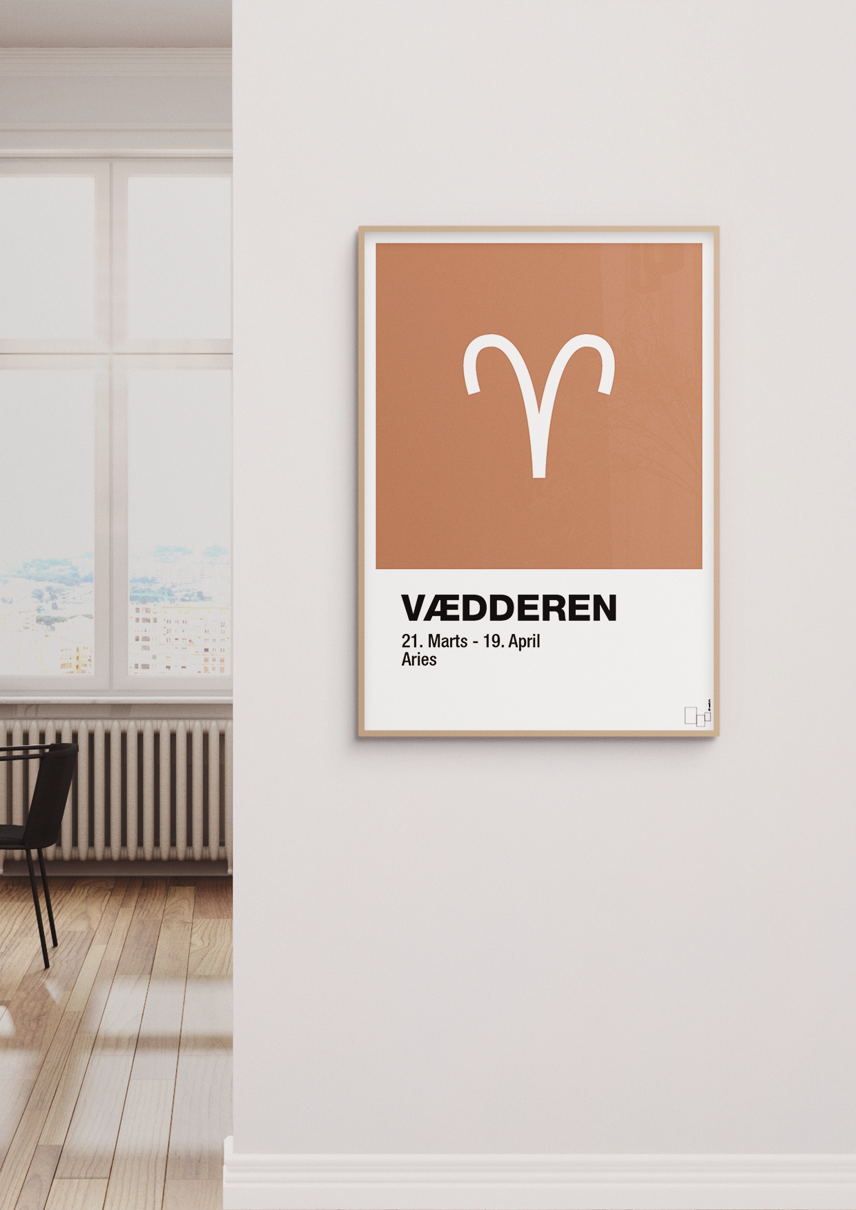 plakat: stjernesymbol vædderen - graphic charcoal-Stjernetegn-A1two3