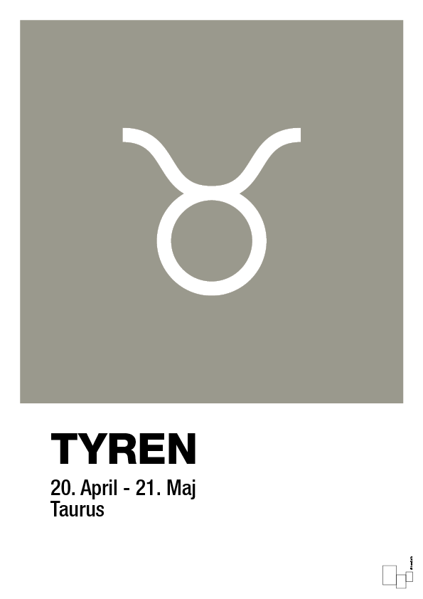 plakat: stjernesymbol tyren - battleship gray-Stjernetegn-A1two3