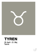plakat: stjernesymbol tyren - battleship gray-Stjernetegn-A1two3