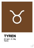plakat: stjernesymbol tyren - dark brown-Stjernetegn-A1two3