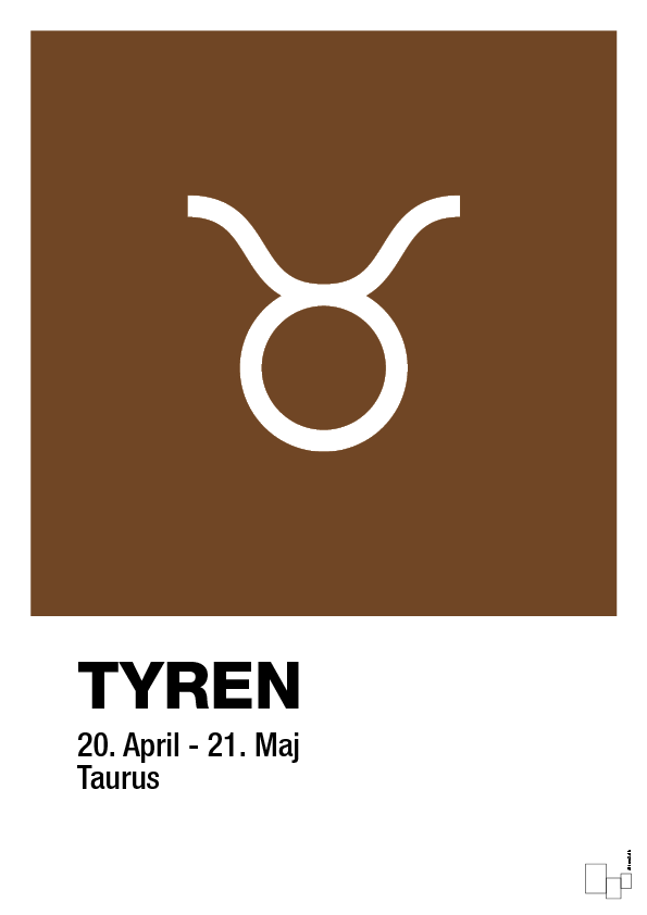 plakat: stjernesymbol tyren - dark brown-Stjernetegn-A1two3