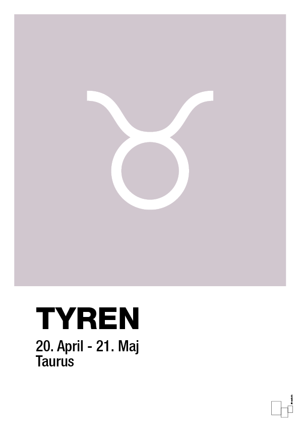plakat: stjernesymbol tyren - dusty lilac-Stjernetegn-A1two3