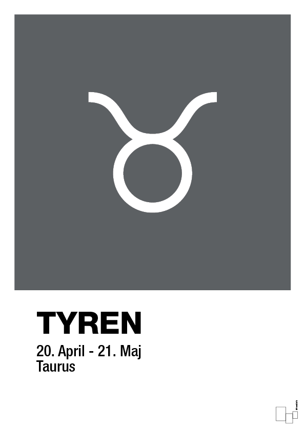 plakat: stjernesymbol tyren - graphic charcoal-Stjernetegn-A1two3