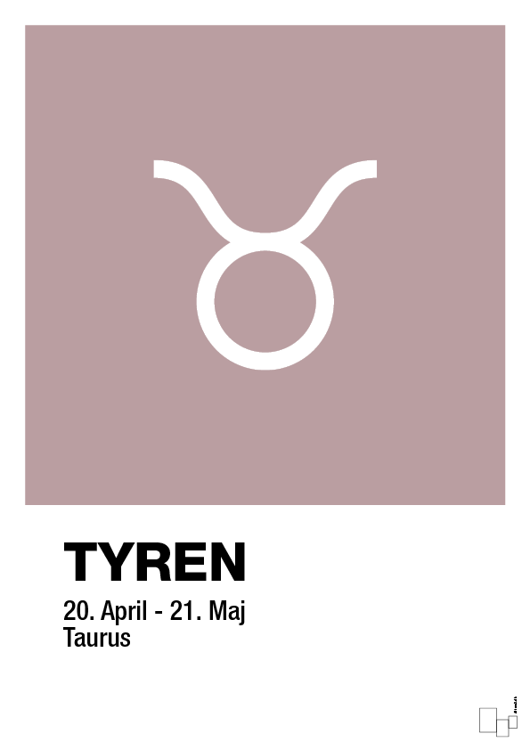 plakat: stjernesymbol tyren - light rose-Stjernetegn-A1two3