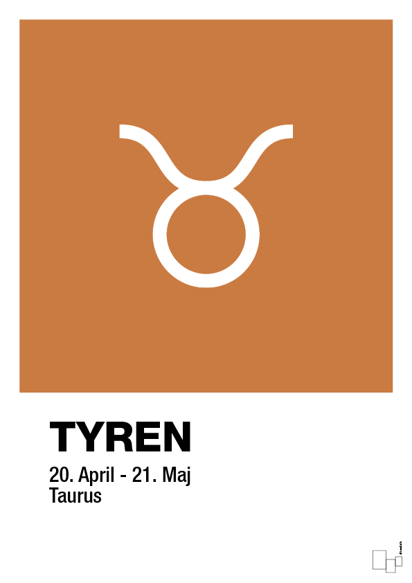 plakat: stjernesymbol tyren - rumba orange-Stjernetegn-A1two3