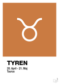 plakat: stjernesymbol tyren - rumba orange-Stjernetegn-A1two3