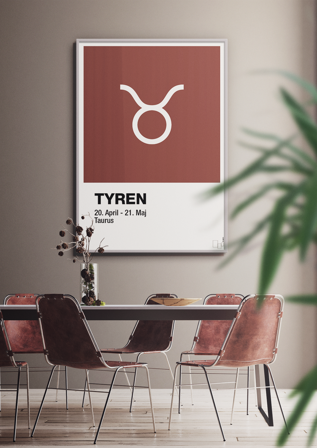 plakat: stjernesymbol tyren - dark brown-Stjernetegn-A1two3