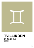 plakat: stjernesymbol tvillingen - back to nature-Stjernetegn-A1two3