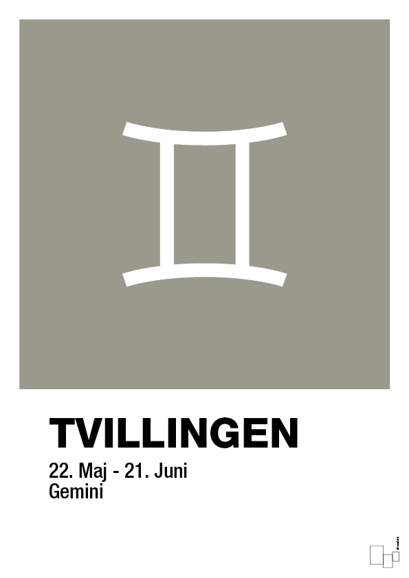 plakat: stjernesymbol tvillingen - battleship gray-Stjernetegn-A1two3