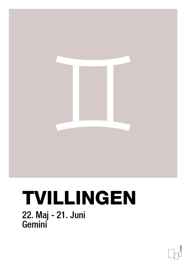 plakat: stjernesymbol tvillingen - broken beige-Stjernetegn-A1two3