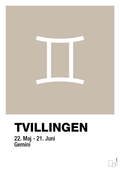 plakat: stjernesymbol tvillingen - creamy mushroom-Stjernetegn-A1two3