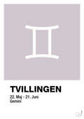 plakat: stjernesymbol tvillingen - dusty lilac-Stjernetegn-A1two3