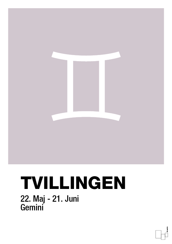 plakat: stjernesymbol tvillingen - dusty lilac-Stjernetegn-A1two3