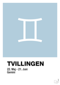 plakat: stjernesymbol tvillingen - heavenly blue-Stjernetegn-A1two3