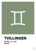 plakat: stjernesymbol tvillingen - jade-Stjernetegn-A1two3