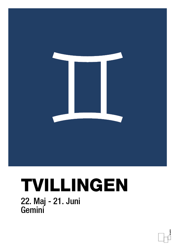 plakat: stjernesymbol tvillingen - lapis blue-Stjernetegn-A1two3