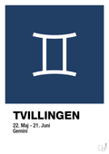 plakat: stjernesymbol tvillingen - lapis blue-Stjernetegn-A1two3
