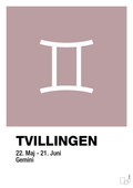 plakat: stjernesymbol tvillingen - light rose-Stjernetegn-A1two3