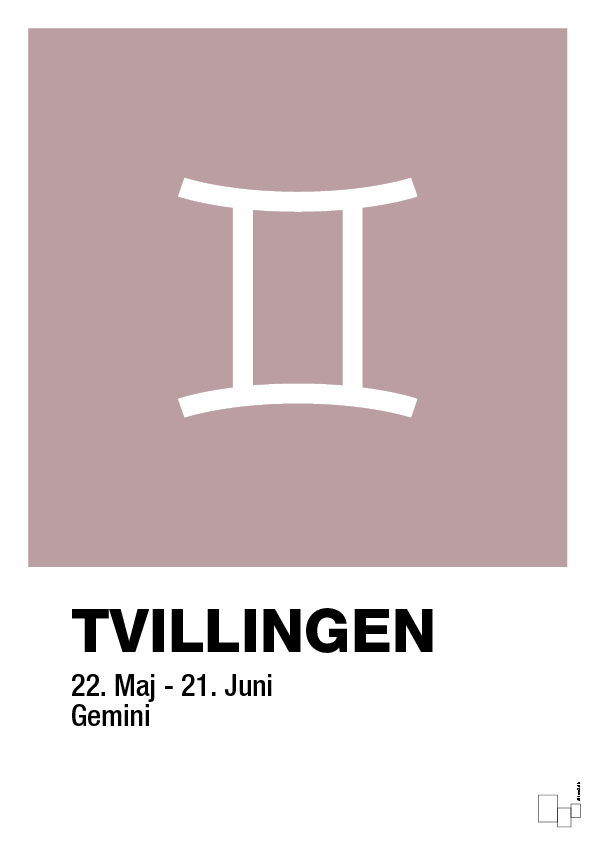 plakat: stjernesymbol tvillingen - light rose-Stjernetegn-A1two3