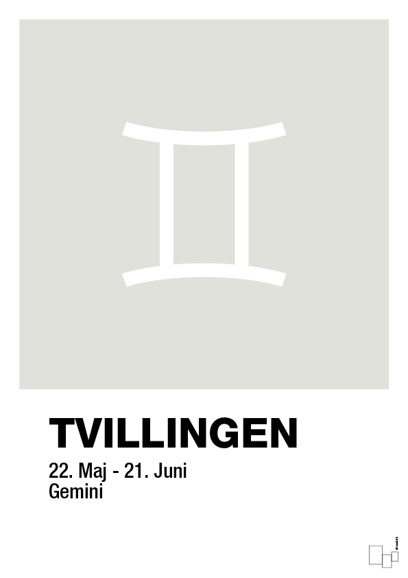 plakat: stjernesymbol tvillingen - painters white-Stjernetegn-A1two3
