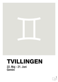 plakat: stjernesymbol tvillingen - painters white-Stjernetegn-A1two3