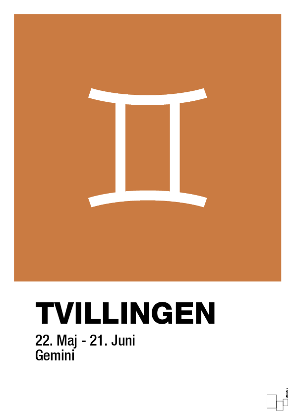 plakat: stjernesymbol tvillingen - rumba orange-Stjernetegn-A1two3