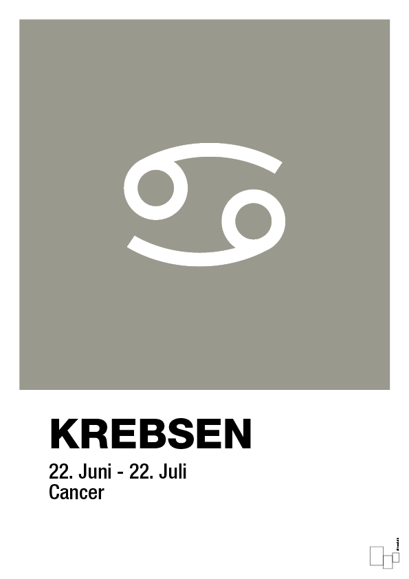 plakat: stjernesymbol krebsen - battleship gray-Stjernetegn-A1two3