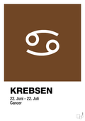 plakat: stjernesymbol krebsen - dark brown-Stjernetegn-A1two3