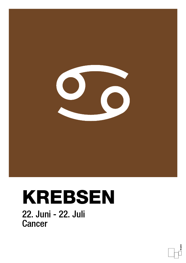 plakat: stjernesymbol krebsen - dark brown-Stjernetegn-A1two3