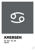 plakat: stjernesymbol krebsen - graphic charcoal-Stjernetegn-A1two3
